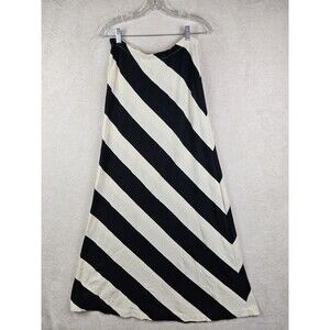 Siyu Women's Striped Knit Black Ivory Maxi Skirt Size L